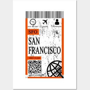 san francisco flight ticket boarding pass abstract Posters and Art